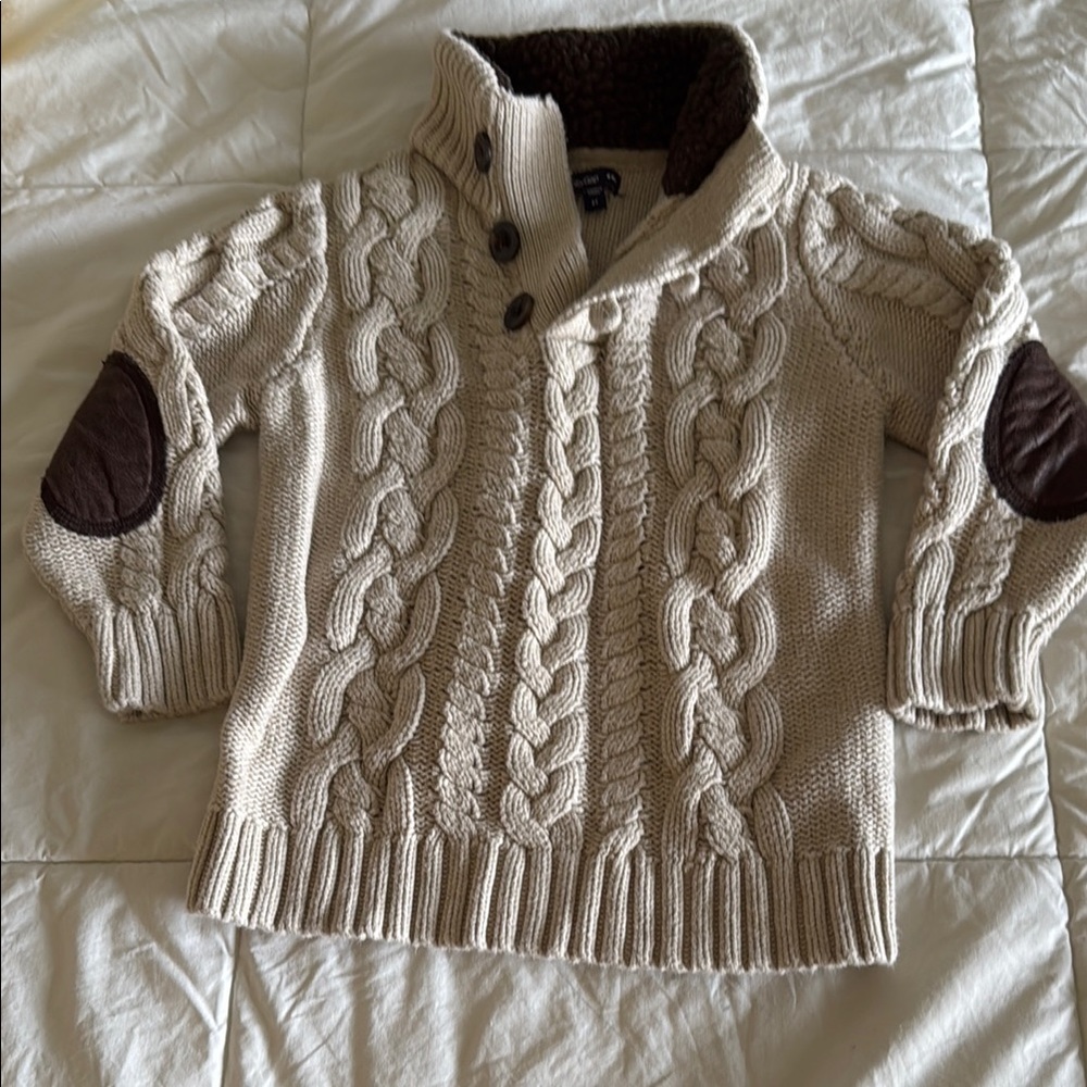 Cozy Cable Knit Sweater with Elbow Patches